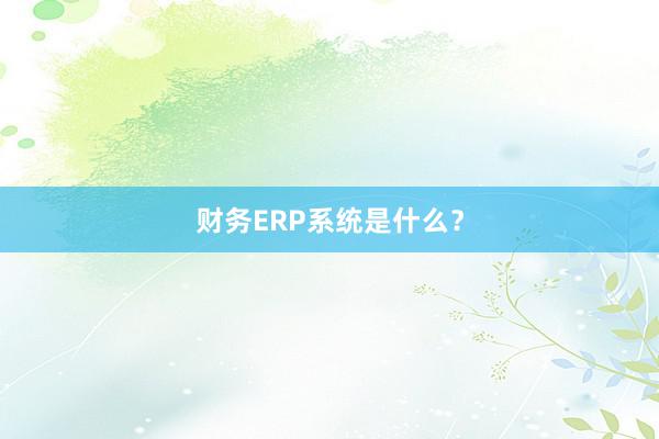 财务ERP系统是什么？