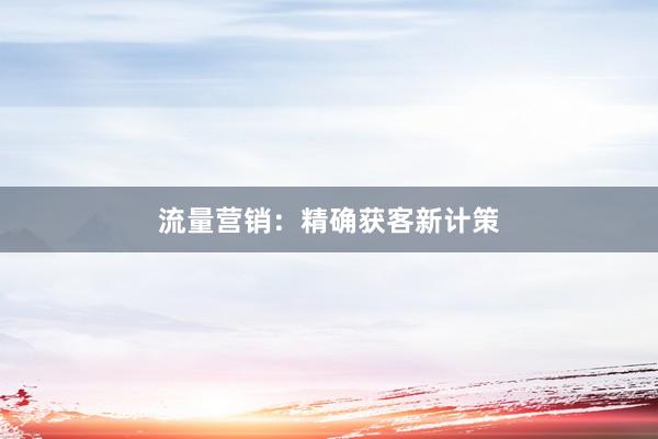流量营销：精确获客新计策